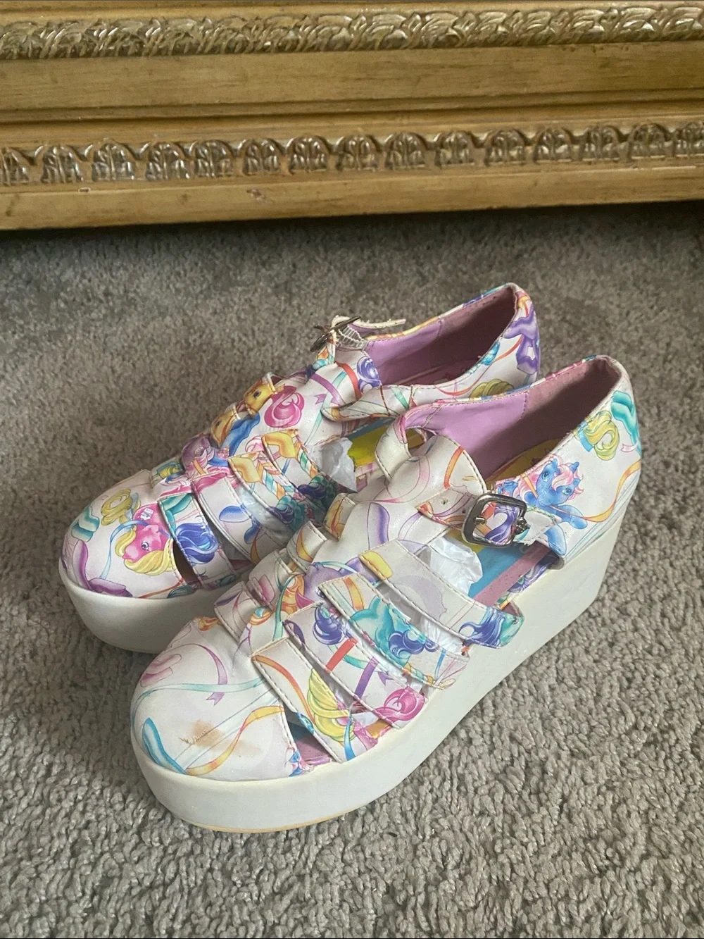 Iron Fist My little pony Multi-Color Printed platform sandals size 6 US